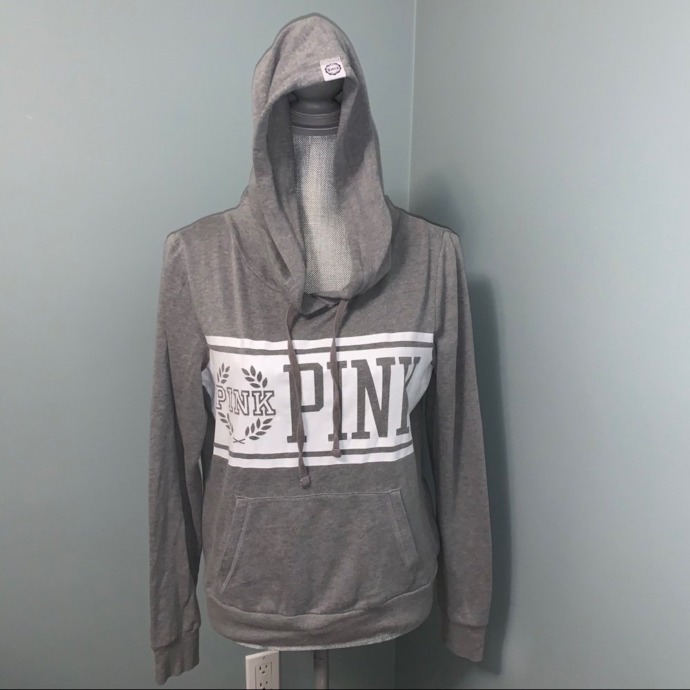 PINK VICTORIA’S SECRET grey pullover hoodie activewear long sleeve size small